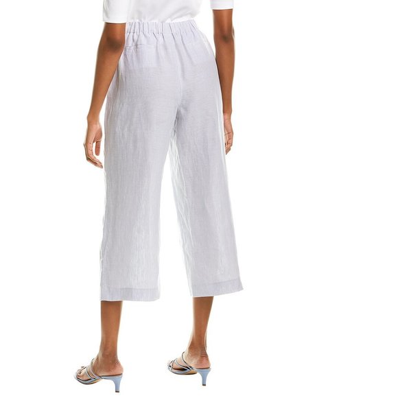 Lafayette 148 New York Columbus Cropped Wide Leg Linen Pant - Picture 2 of 4